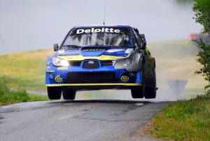 Karl-Åge Jensens Subaru Impreza World Rally Car var flyvende i weekendens DM-rally.