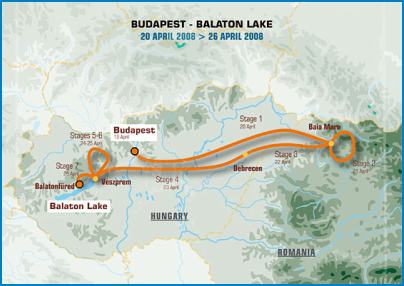 Afløser-Dakar rallyet starter i Budapest og slutter i Balatonfüred efter en 2.700 km lang off-road-tur gennem Ungarn og Rumænien.