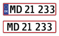 Danske nummerplader skifter til denne skrifttype med kombinationen ZM 55.400 som den første. Muligheden for EU-flag kommer først om halvandet år. Klik på billedet for at se det i større størrelse. 